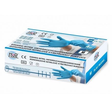 H2O COOL Jednorazowe rękawiczki nitrylowe do badań o wytrzymałości niebieskiej 4 g 100 szt.